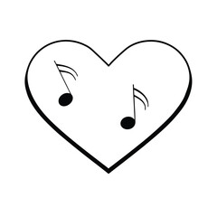 Romantic heart design with musical notes elegant vector illustration for music lovers