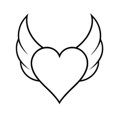 Romantic heart with wings design elegant vector illustration for valentines love and romance