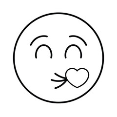 Cute blowing kiss emoji vector illustration