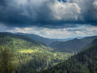 Scenic View of the Carpathian Mountains Covered by Clouds on a Moody Day