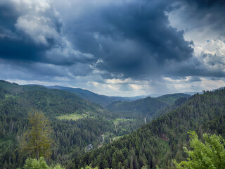 Scenic View of the Carpathian Mountains Covered by Clouds on a Moody Day