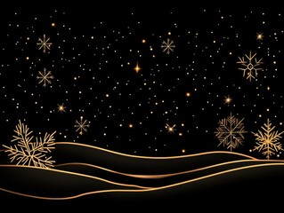 Golden Snowflakes on Dark Hills