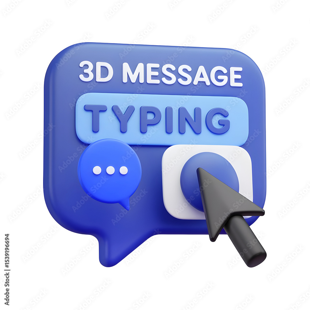 Fototapete 3d render of a message typing interface isolated on transparent background
