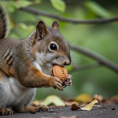 Obraz premium squirrel eating nut