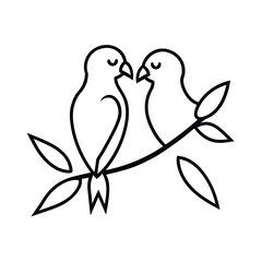 Adorable lovebirds perched on a branch vibrant vector illustration