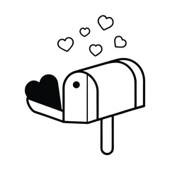 Cute mailbox overflowing with red pink and white hearts valentine s day design