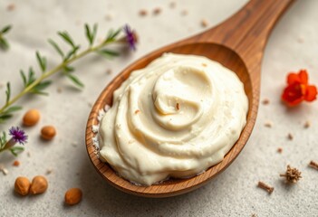 Freshly prepared nut cheese with rustic charm