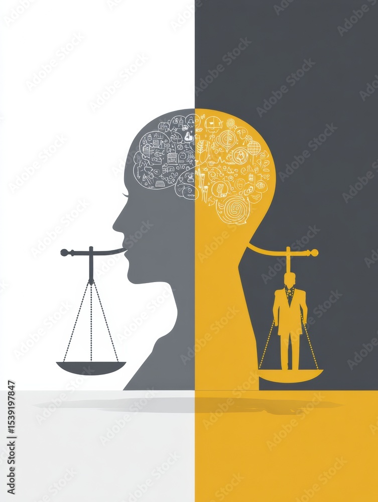 Aufkleber Exploring the Balance Between Physical Health and Mental Well-Being Through a Side-By-Side Chart Representation
