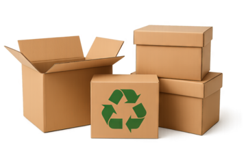 Recycled Brown Boxes Isolated on White Background