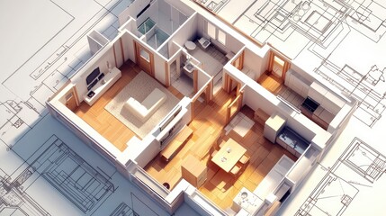 Detailed architectural blueprint of a small home interior.