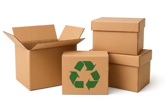 Recycled Brown Boxes Isolated on White Background