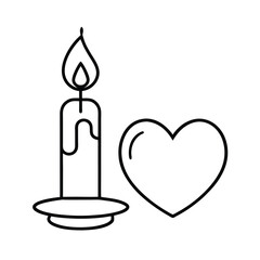 Romantic candlelight scene vector illustration of a burning candle with soft glow and shadows