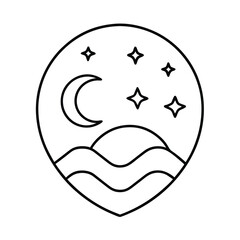 Romantic night sky design stars moon and celestial elements