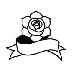 Elegant red rose with a decorative banner for advertisement or promotion