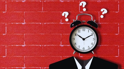 A classic red wall clock on a matching red wall, an object ticking away the hours and minutes, a timeless reminder