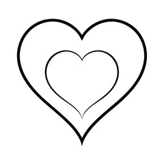 Intertwined double hearts design romantic love graphic