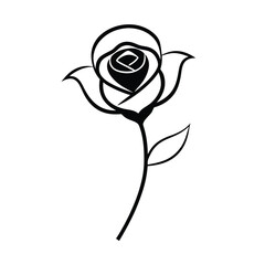 Elegant single rose silhouette high resolution vector graphic for design projects