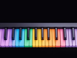Colorful keyboard keys on black background