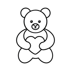 Adorable teddy bear gently holding a heart cute valentine s day or romantic illustration