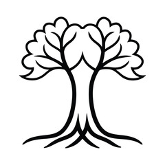Intertwined roots of two majestic trees a detailed vector illustration