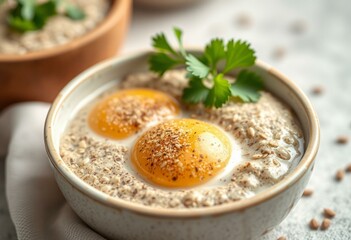 Close-up of flax eggs in a bowl