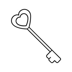 Key design with heart shaped handle vintage style vector illustration