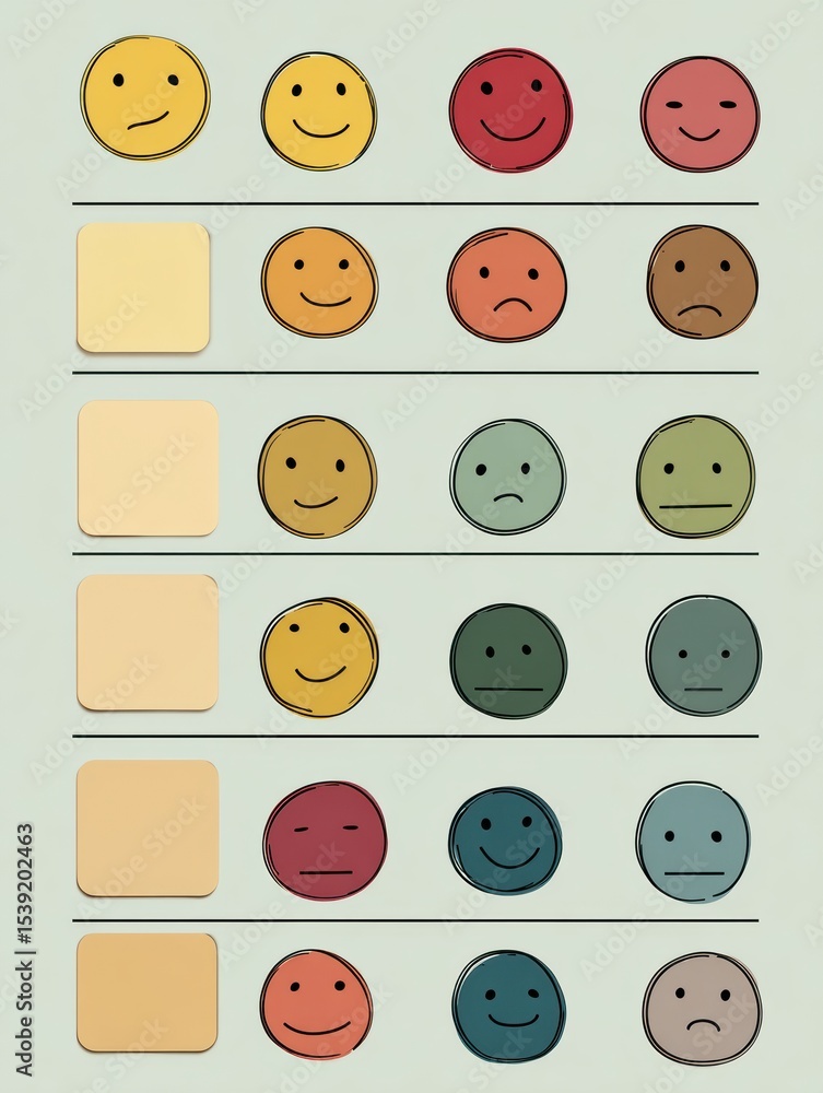 Poster emotional check-in chart for daily reflection and mental well-being tracking