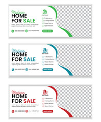 Facebook Real Estate Banner Design &ndash; Editable EPS Template for Modern Property Listings & Agency Promotion