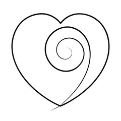 Elegant spiral heart design romantic vector illustration
