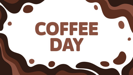 Coffee banner Coffee day with abstract frame of waves and spots. Wavy abstract background.