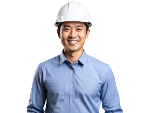 photo of a engineer with safety helmet isolated on transparent background