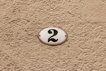 House number 2 (two) ceramic tile