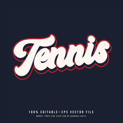 Tennis text effect vector. Editable college t-shirt design printable text effect vector.	