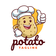 Chef potato cartoon logo
