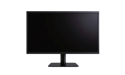 Tv or monitor with blank black screen isolated on transparent background.