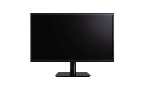 Tv or monitor with blank black screen isolated on transparent background.