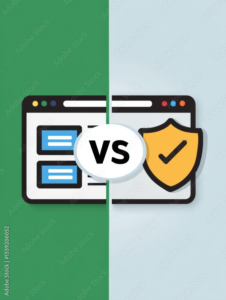 Aufkleber Comparison of Secure and Insecure Websites Highlighting Visual Differences for Online Safety Awareness