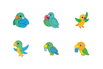 Parrot flat color bundle design 