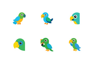 Parrot flat color bundle design 