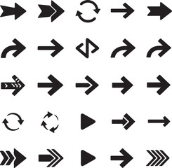 Assorted Arrow Collection Black Directional Symbols Set Forward Progress Icons Variety of Pointers Navigation Elements Graphic Resource