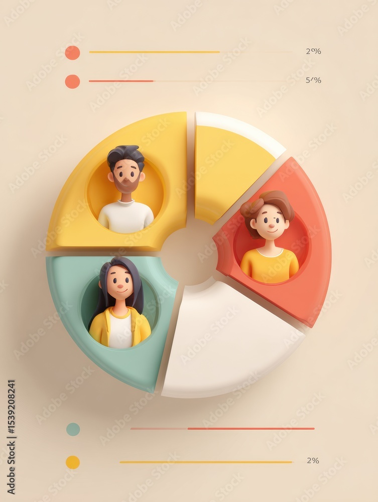 Poster online poll wheel with user avatars displaying outcome betting in minimalistic design format