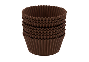 Isolated Stack of Brown Cupcake Liners