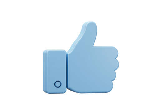 Isolated Light Blue Thumbs Up Sign with Simple Design