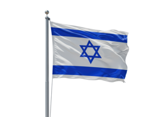 Isolated Flag of Israel Waving in the Wind