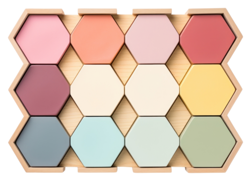 PNG Pastel hexagon palette white background variation.