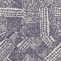 Indigo blue distress abstract seamless pattern. Fabric texture linen for masculine home decor. Cover and trendy fashion boro print in asian Japan fusion style.