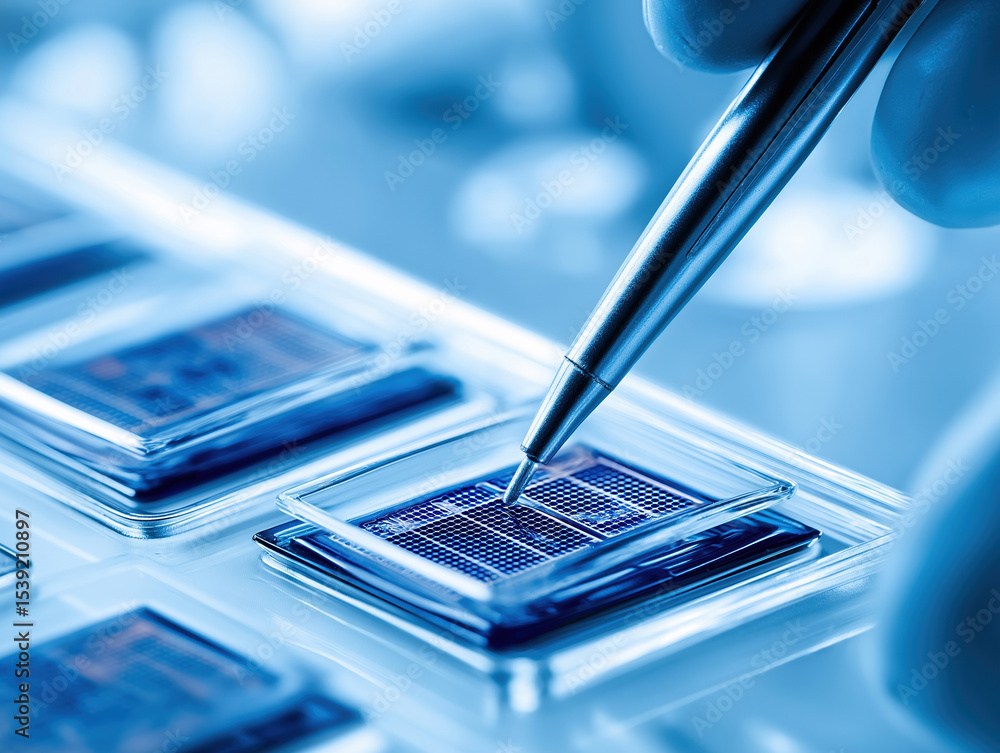 Aufkleber precision tool handling in a laboratory setting for semiconductor research activities