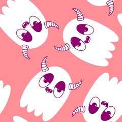 Halloween ghost seamless cute cartoon pattern for wrapping paper and fabrics