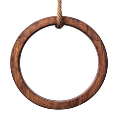 Obraz premium Hanging wooden circle isolated on transparent background cutout, png file.