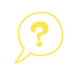 シンプル　質問アイコン　はてなマーク　黄　吹き出し　素材　アイコン　線画　クレヨン風
